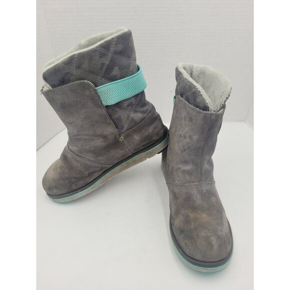 Sorel Rylee Boots Girls 4 Gray Suede Camo Camouflage Faux Fur Lined Waterproof - Picture 2 of 12